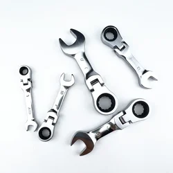 Compact Short Handle Ratchet Wrench with Adjustable Head - Dual - purpose, Labor - saving Tool - 16mm
