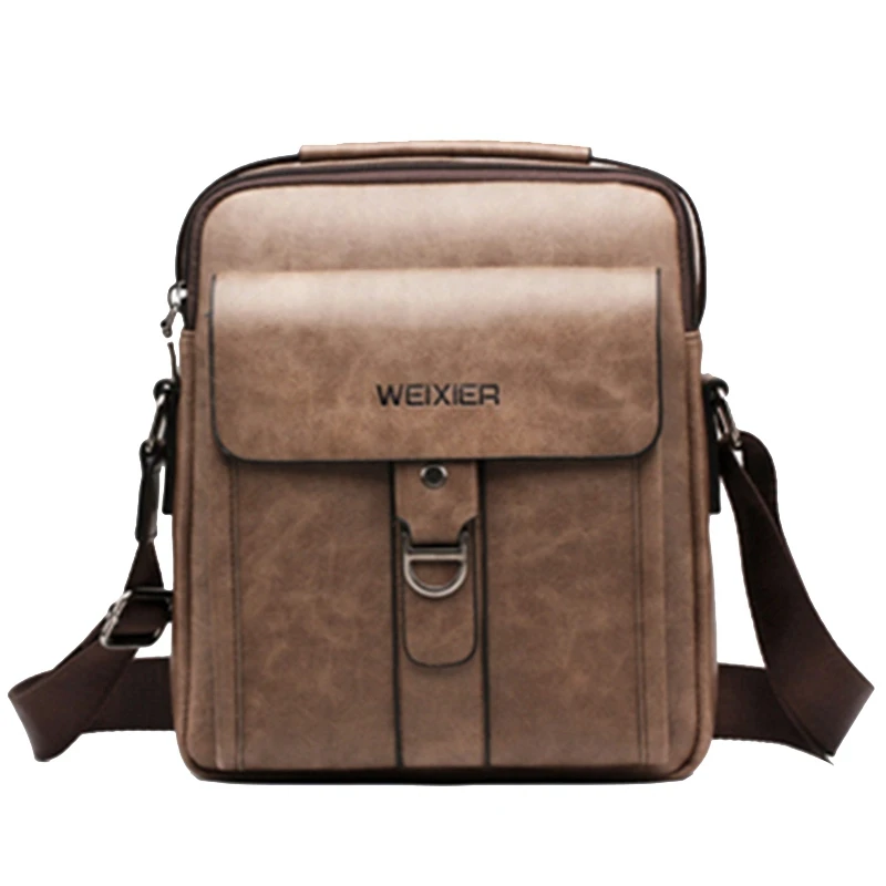 

Weixier Messenger Bags Pu Leather Men Designer New Fashion Shoulder Bag Casual Zipper Office Messenger Bags
