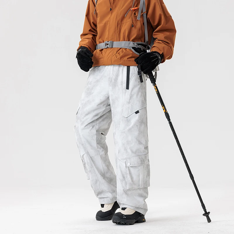 Men's Insulated Waterproof Snow Pants 90% Down Fill Graphene Heat All-Weather Cargo Trousers Winter Trekking