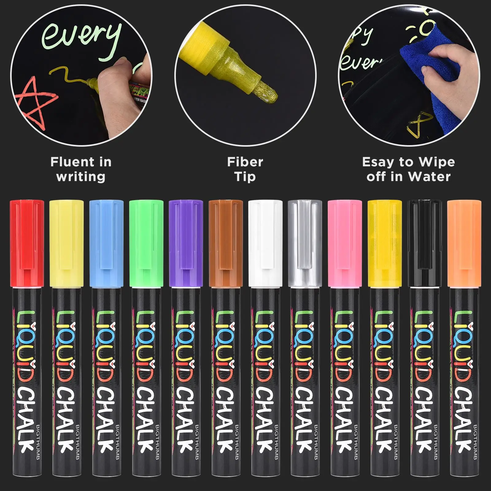 12 Colors Whiteboard Markers Erasable Colorful Marker Pens Liquid Chalk Pens for School Office Whiteboard Chalkboard