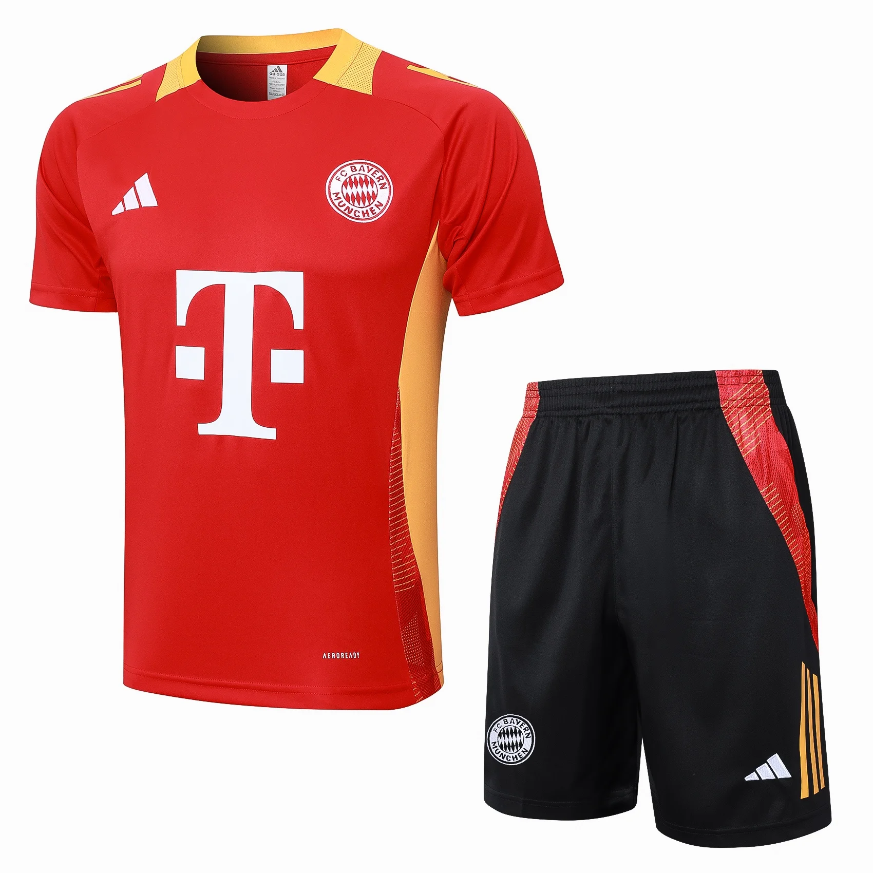 Adidas Soccer Jerseys Men Short-sleeved and Above-the-knee Shorts Quick-Dry Colorful Comfortable Training Suit Red Black