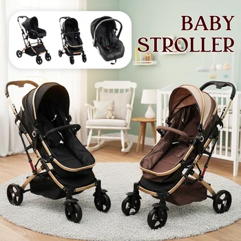 PORIYA Baby Pram Stroller Car Seat 3 in1 Foldable Kid Bassinet Newborn Travel Pushchair 1