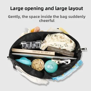 Borsa portaoggetti portatile per passeggino Borsa da appendere per carrozzina nera di grande capacità Borsa a tracolla multifunzione impermeabile per mamma