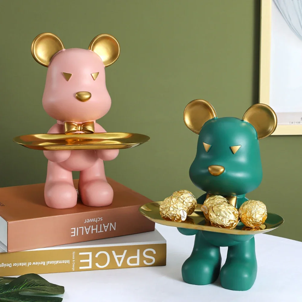

Cute Bear Statue,Sculpture,Ornaments,Home Living Room Table Decoration,Figurines,Porch Cabinet,Storage Tray,Candy Fruits Dish