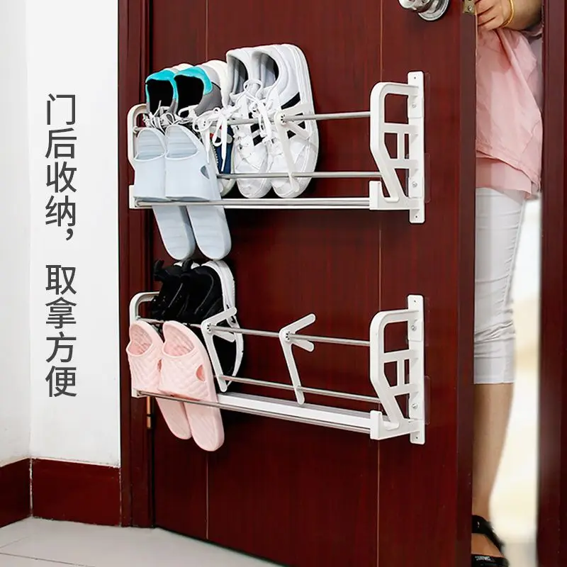 

Rear Door Shoe Rack Wall Mounted Shoe Storage Rack Hanging Type Storage Slipper Rack Household Bathroom Storage Slipper Shelf