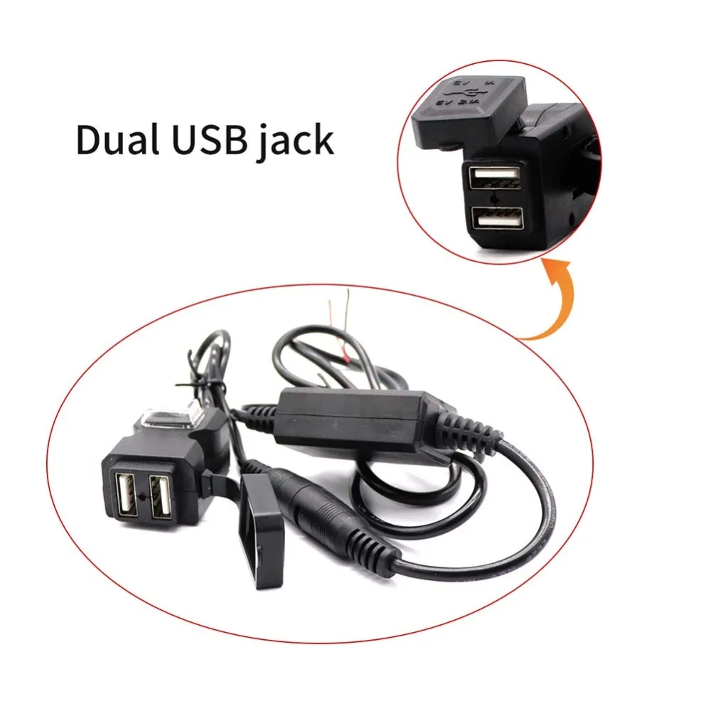 USB Motorcycle Charger Moto Equipment Dual USB Changer 12V Power Supply Adapter Moto USB Chargeur for iPhone Xs Max Samsung S10 (16)