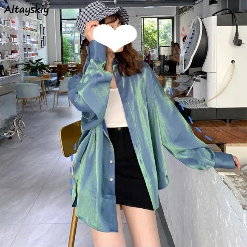 

Shirts Women Tops Loose Casual Sun-proof Temper Mature Camisas De Mujer Personality Streetwear Holiday All-match Soft Aesthetic