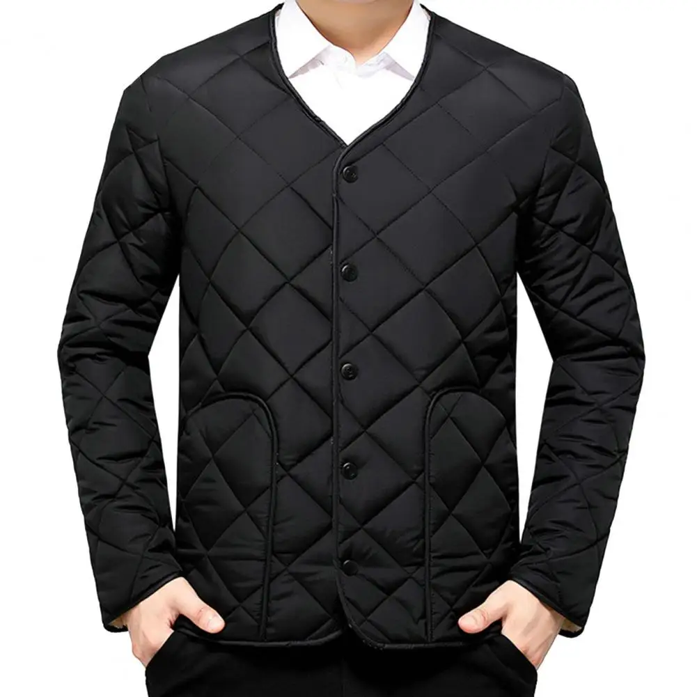 

Snow Waistcoat Winter Down Padded Jacket for Men Stylish Outerwear with Fleece Lining Long Sleeves Multiple Pockets Men Jacket