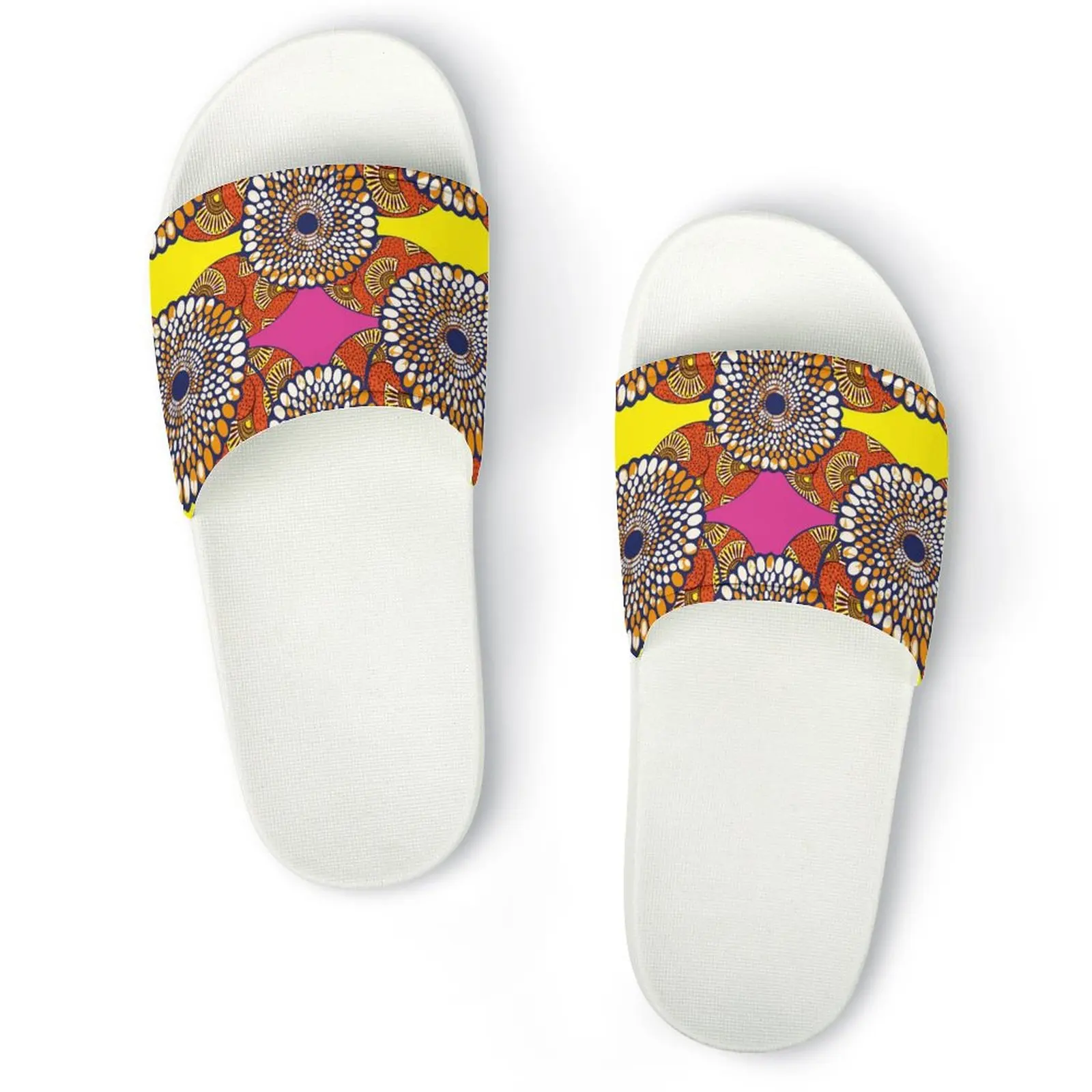 Women's thick soled summer beach slides bathroom non-slip slippers Soft sandals Fashion beach flip-flops African art patterns