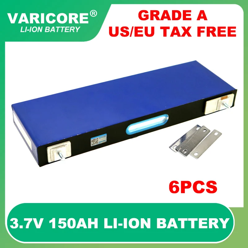 

6pcs 3.7v 150Ah Lithium battery 4.2v Power cell for 3s 12v 24v 36v 48v 13s electric vehicle Off-grid Solar Wind Grade A Tax Free