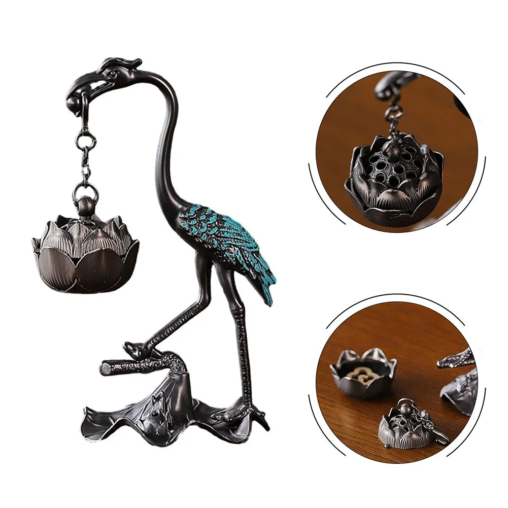 

Antique Crane Incense Burner Lotus Hanging Furnace Sandalwood Incense Burner Decoration Retro Incense Burners Incense Holder