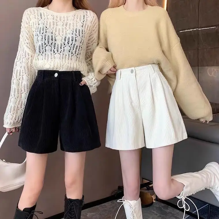 booty shorts for women Shorts Women Autumn Spring Simple Pure Corduroy New Arrival Cozy Casual Fashion Basic Feminino 2022 New short shorts