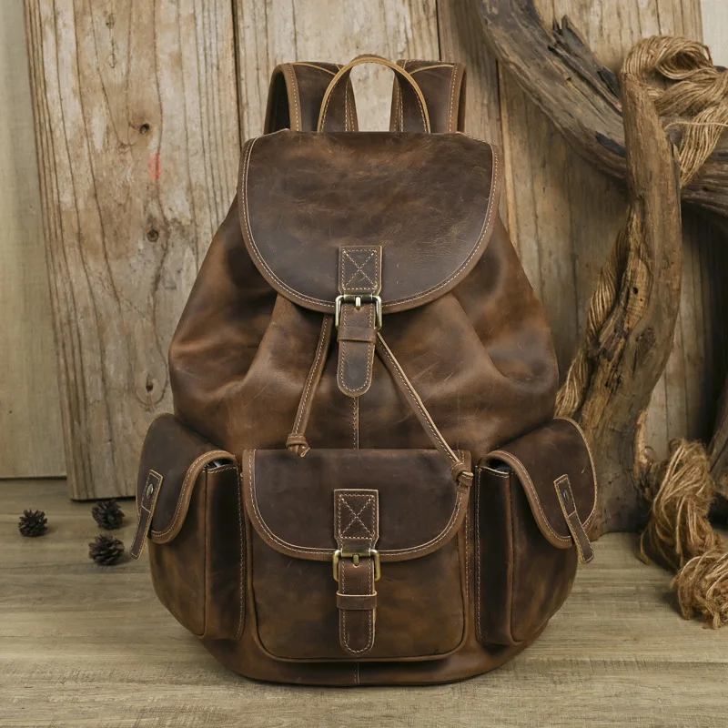 Vintage Leather Backpack for Travel, School, and Work