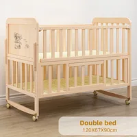 Lit pour enfants en bois massif, berceau Convertible pour tout-petits, berceau Portable, finition non toxique, matelas réglable, assemblage facile 5