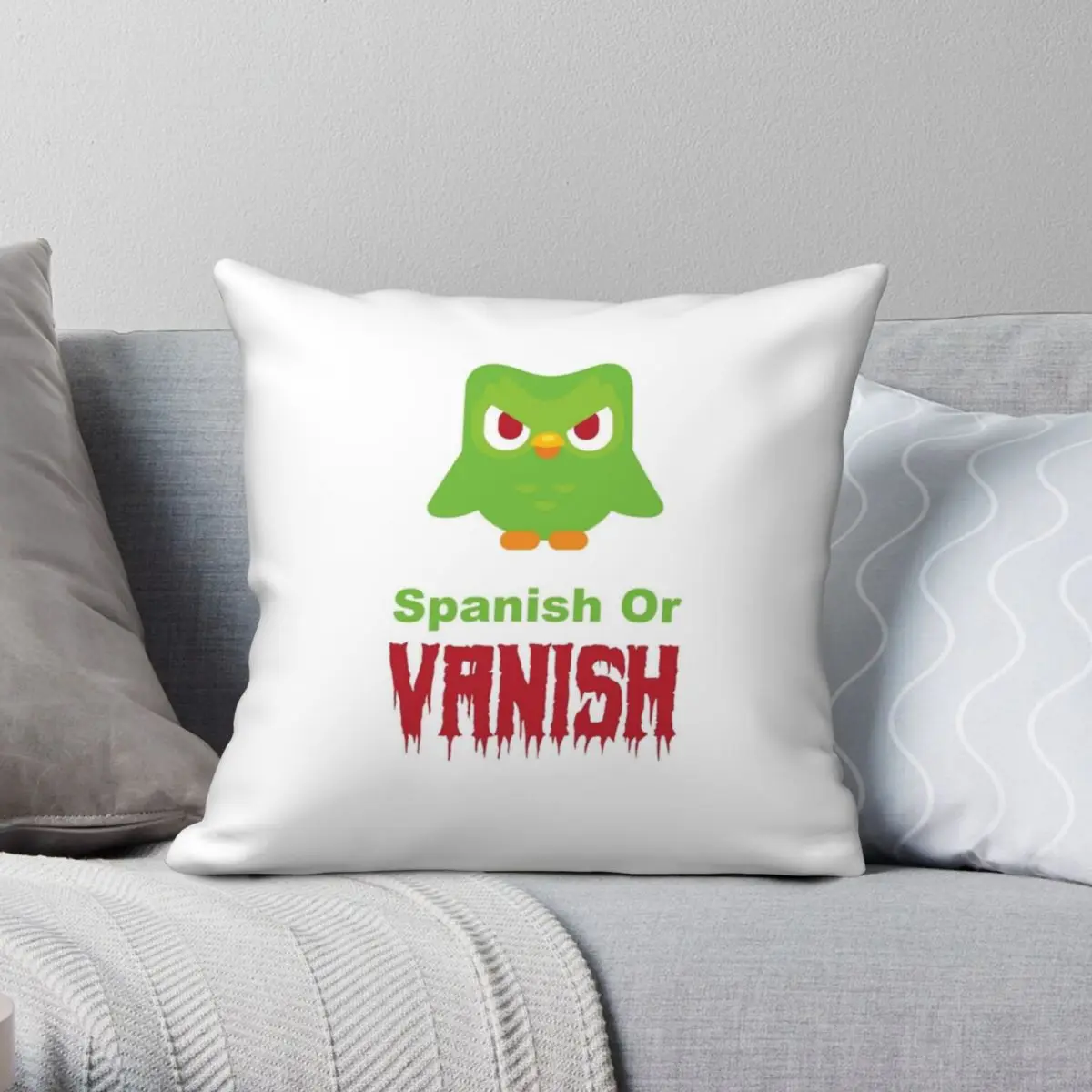 Duolingo Meme Pillowcase Polyester Linen Velvet Printed Zip Decorative Throw Pillow Case Home