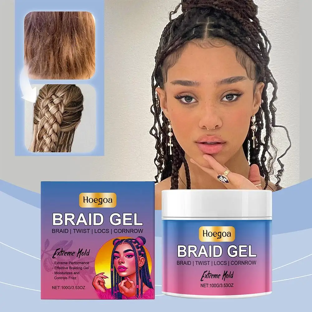 100g Strong Hold Lock And Twist Tames Frizz Edge Braiding Gel For African Hair High Shine Braids Weaving Styling Pomade