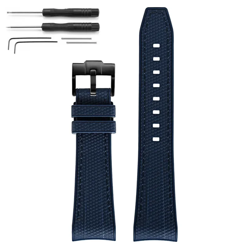 Curved End Silicone Waterproof Watch Band Strap, 22mm