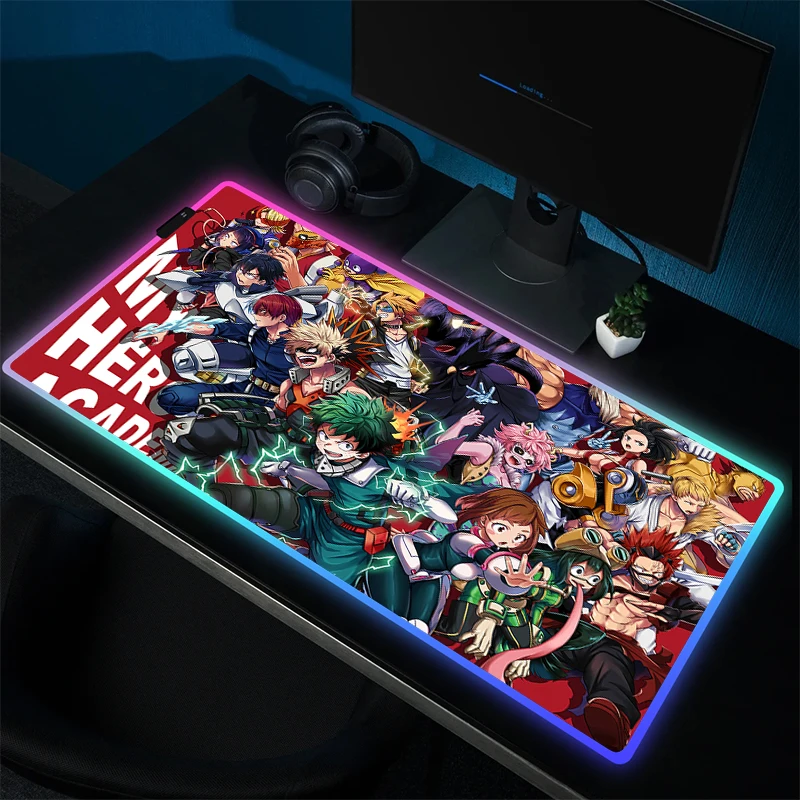 

My Hero Academia Large Mouse Pad XXL RGB Gaming Mousepad Gamer Keyboard Mat LED Mouse Mat Anime Locking Edge Game Keyboard Pads