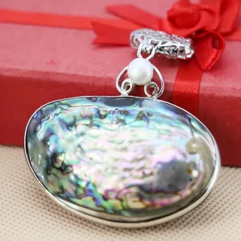 50X35mm Conchiglie di abalone naturale Conchiglie di mare Perle d'acqua dolce Pendenti etnici Chic Gioielli Artigianato Creazione Donne Ragazze Fai da te 1