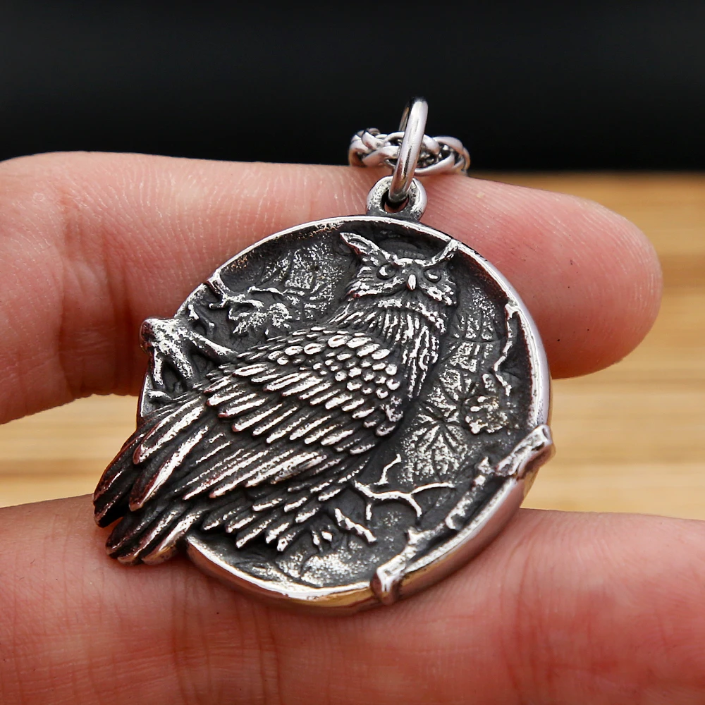 Nordic Vintage Owl Pendant Stainless Steel Viking Animal Necklace For Men Punk Fashion Amulet Jewelry Gifts Dropshipping 5