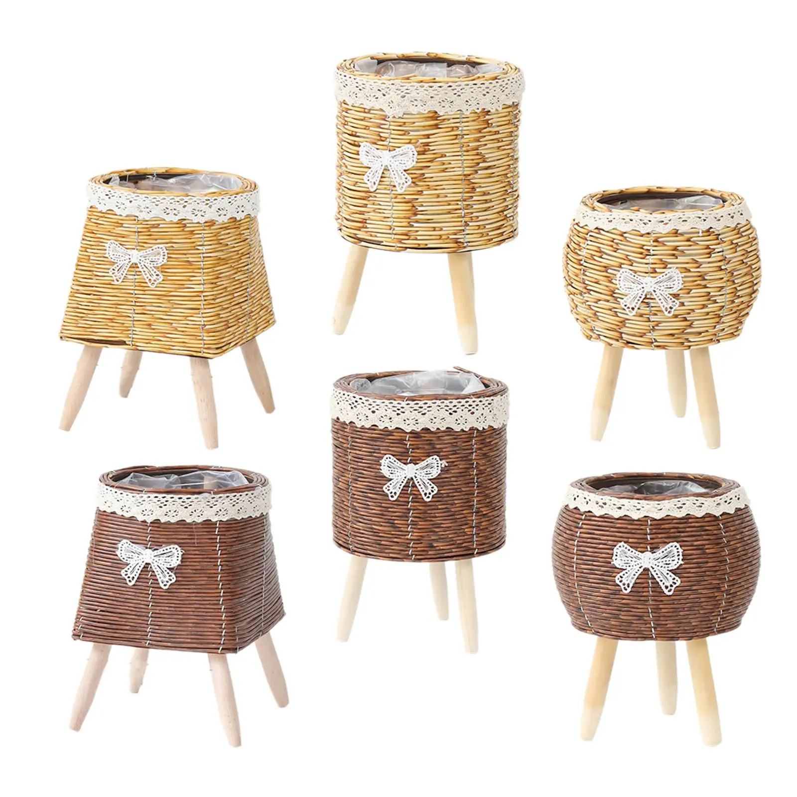 Woven Basket for Plant with Legs Creative for Farmhouse Bedroom Drawing Room