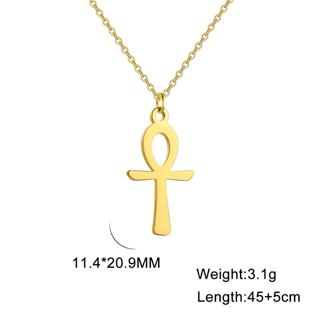 Lucktune collier pharaon égyptien ankh pendentif ankh croce egiziana collier acier inoxydable Ankh croix amulette égyptienne collier en acier inoxydable clé de la vie symbole Crucifix pendentif collier femmes