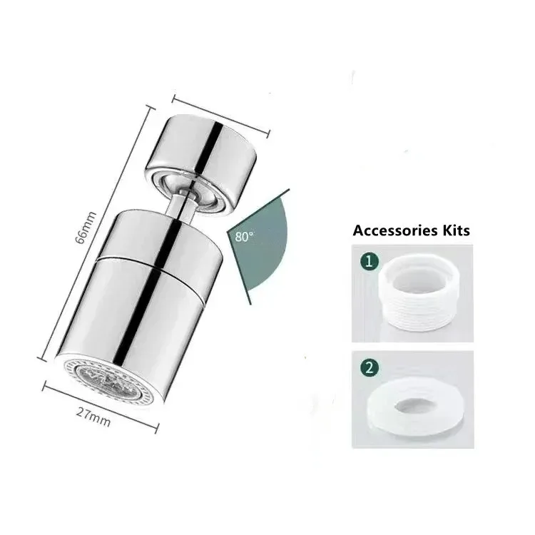 Enhanced Kitchen Faucet Spray Head with Adjustable 360° Rotating Aerator, Dual-Mode Functionality, and Splashback Filter