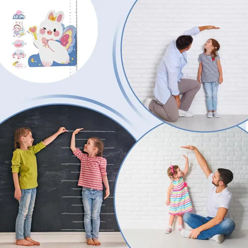 Height Measurement Ruler for Kids Height Growth Chart with Magnetic Bunny Decoration 65-183cm Removable Gauge for Boys Girls