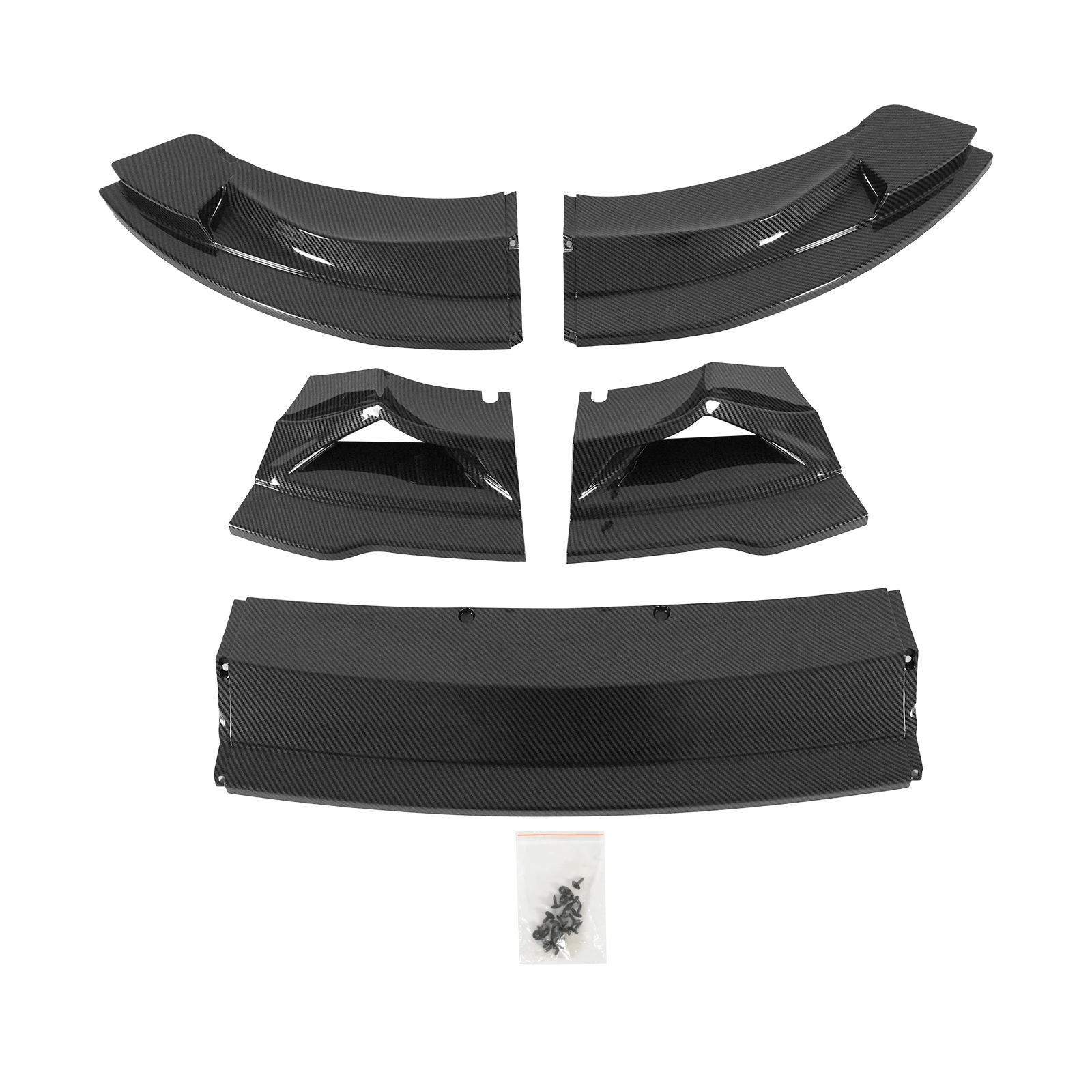 BMW F80 M3 F82 M4 2015-2020 프론트 범퍼 립 5PCS 자동차 액세서리 바디 키트 글로시 블랙 카본 파이버 프린트 ABS 플라스틱