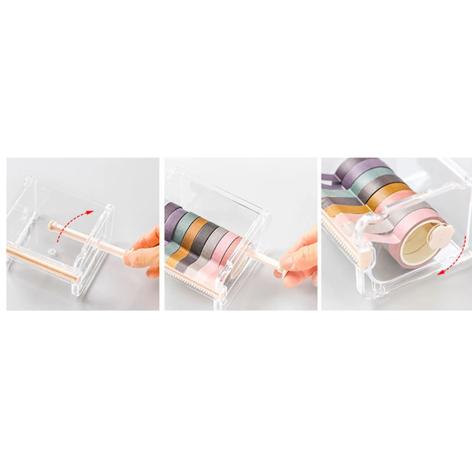 Tape Cutter Washi Tape Dispenser Cutter Transparent 2 Serrated  ABS Plastic Stackable Tape Holder Dispenser for Storage