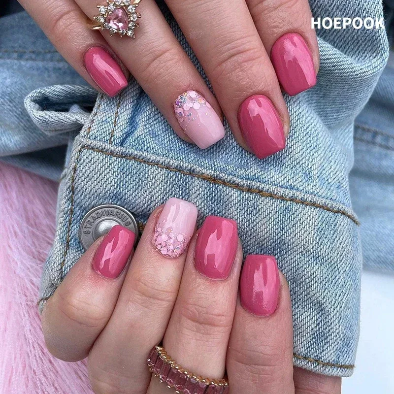 Glittery Pink Press-On Nail Set