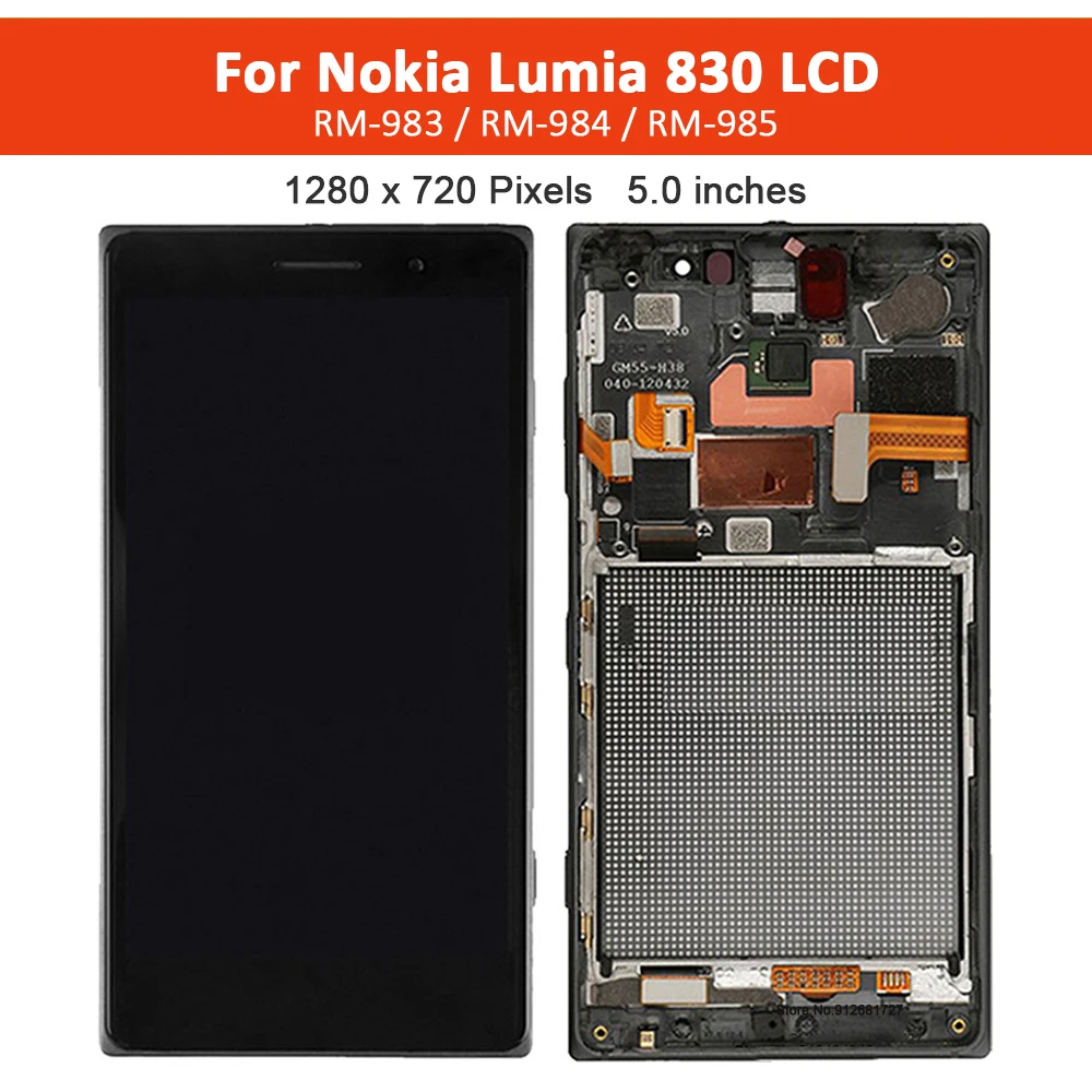 

5.0" Original LCD Display For Nokia Lumia 830 LCD RM-983 RM-984 RM-985 Touch Screen Digitizer Assembly With Frame Replacement