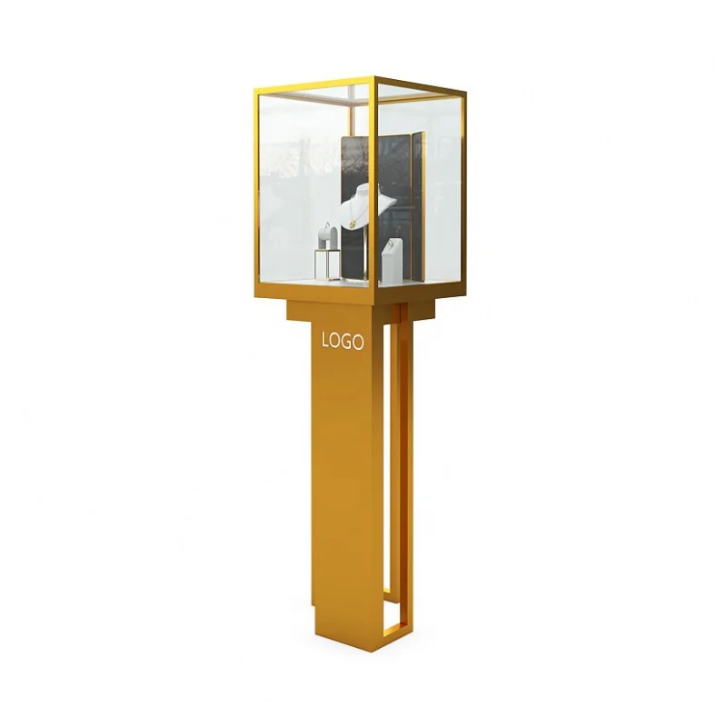 Custom. armoire 럭셔리 목걸이 가게, 금속 코너 코너 잠금 LED 조명, 유리 쇼케이스 보석 캐비닛
