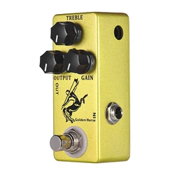 MOSKY Full Metal Overdrive Guitar Effect Pedal - Classic Golden/Silver Horse Design, True Bypass (YELLOW)