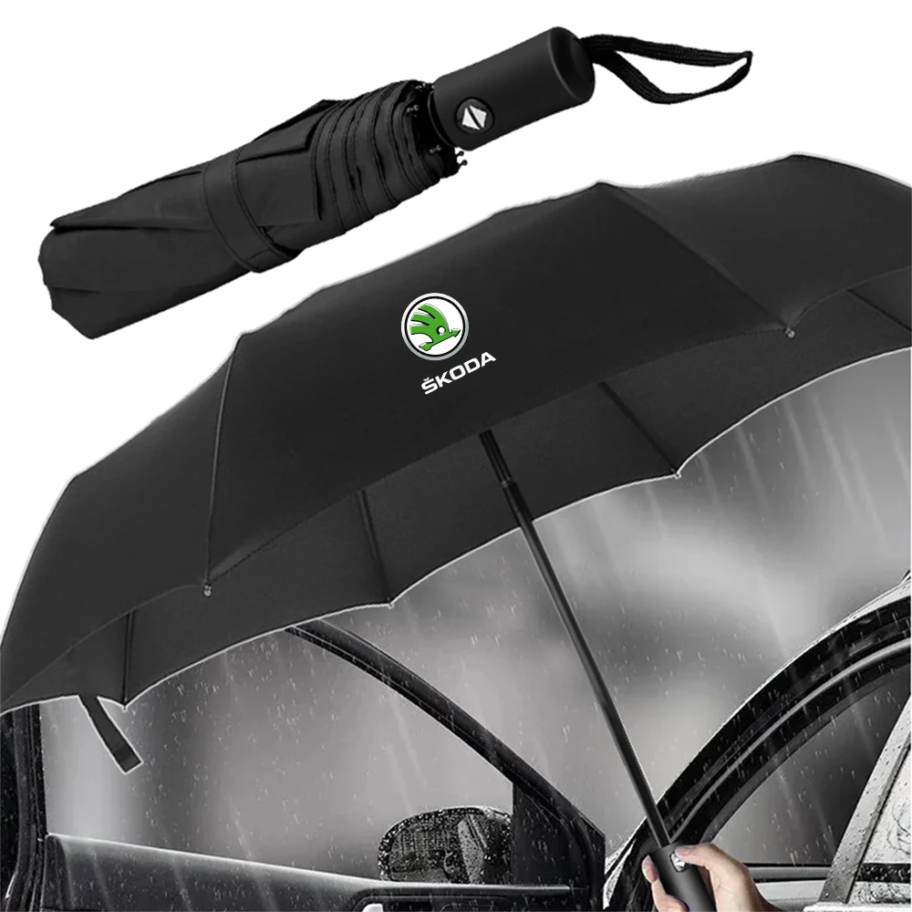 Auto Styling Tragbare Falten Automatische Regenschirm UV Schutz Für Skoda Octavia Fabia Kodiaq Superb VII Schnelle Kamiq Karoq VRS S – Detail 7