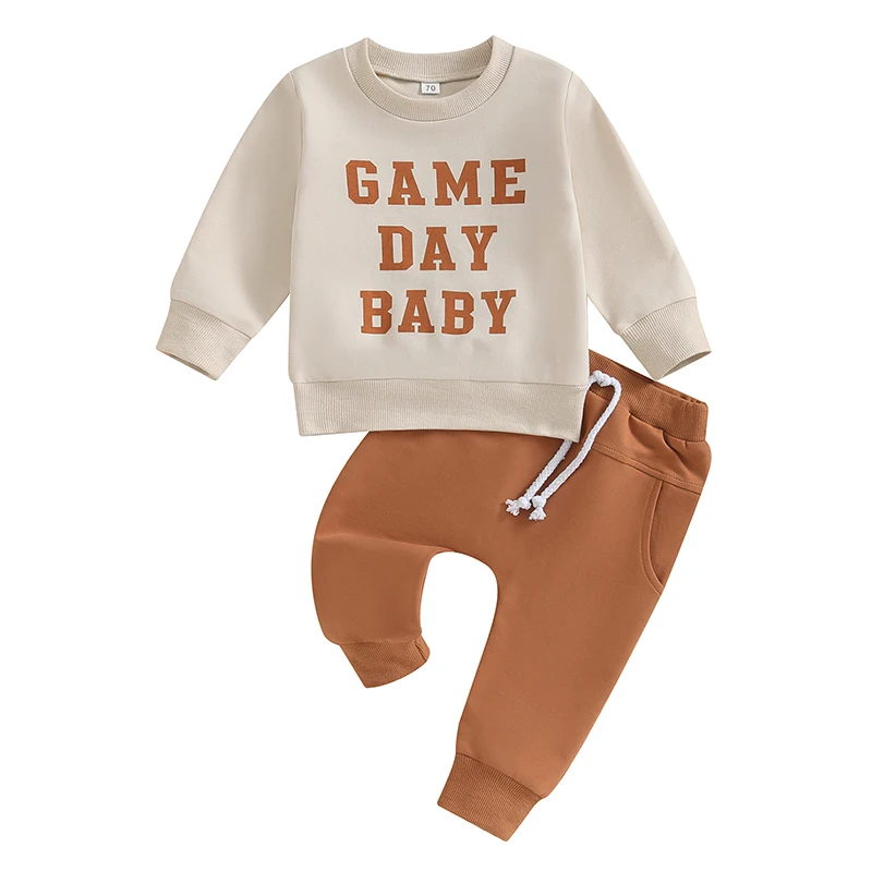 

Toddler Baby Boy Football Season Clothes On Sundays We Watch Football with Daddy Sweatshirt Pants Set 2Pcs Outfits