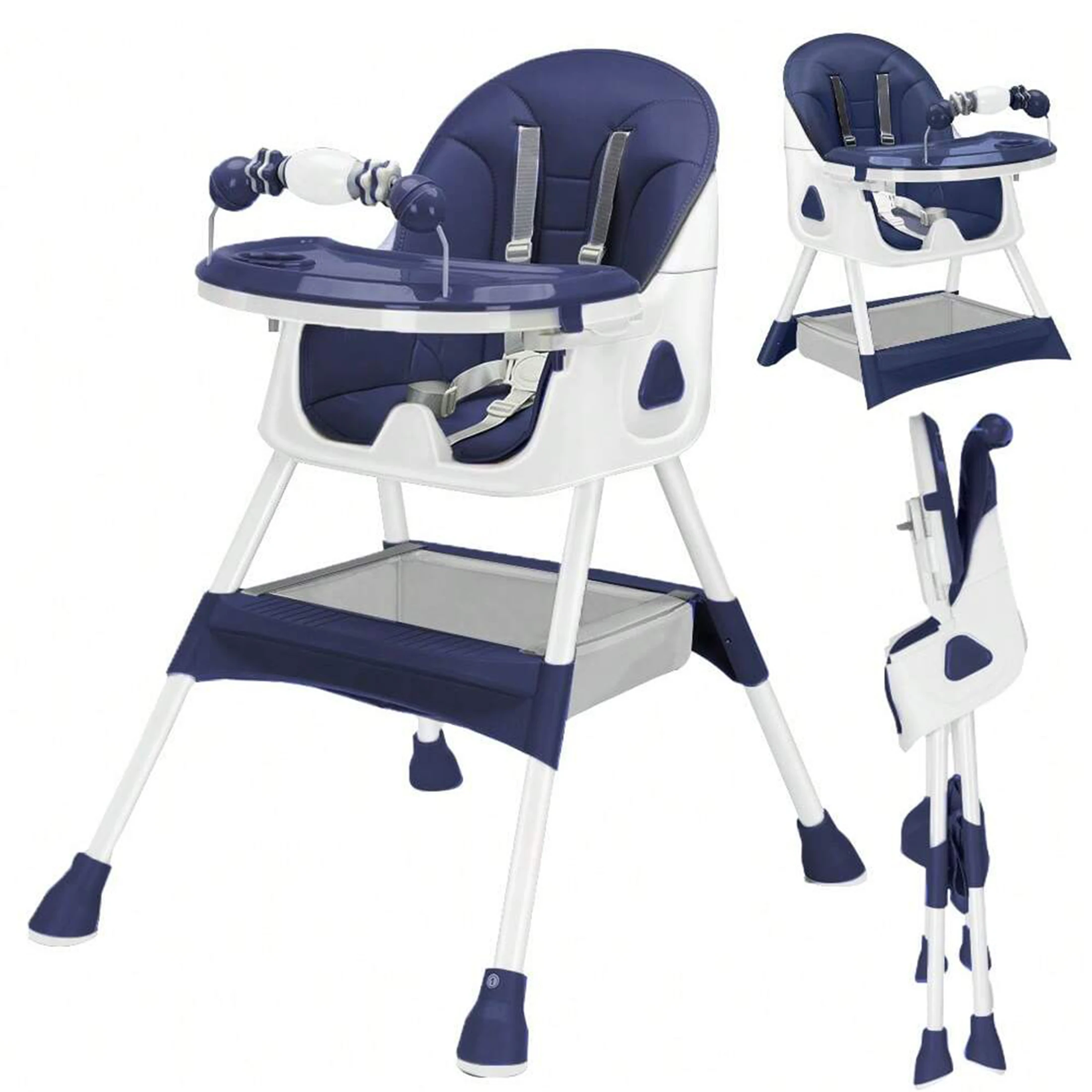 Foldable Baby High Chair 6 Months Plus with Toy Rack