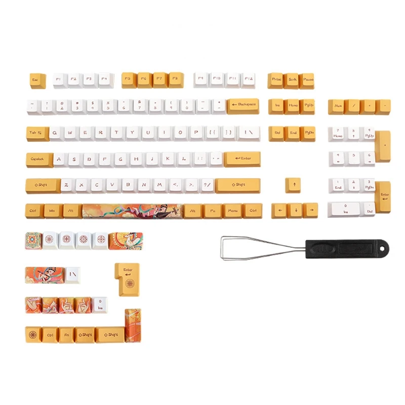 

124 клавиши Dunhuang Theme Keycaps PBT Сублимация красителя Персонализированная OEM-клавиатура для механической клавиатуры MX