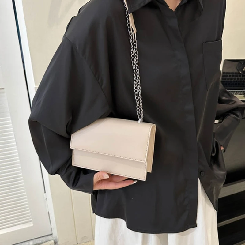 Fashion Crossbody Bag for Women PU Leather Shoulder Bag Chain Strap Flap Bag Bag Travel Satchel Bags Handbag E74B