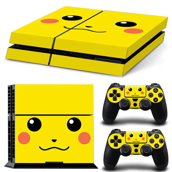 Japan Cartoon One Piece Luffy Pokemon Vinyl Skin Sticker for PS4 Slim Console and 2 Controllers Decal Cover Game Accessories 