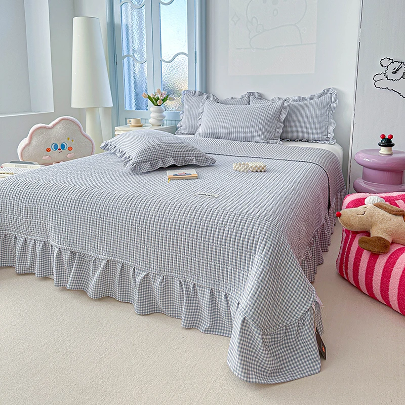 Bonenjoy Bedspread Plaid Style Bed Cover Soft Bed Linen Thicken Bedsheet Mattress Protector покрывало на кровать (No Pillowcase)