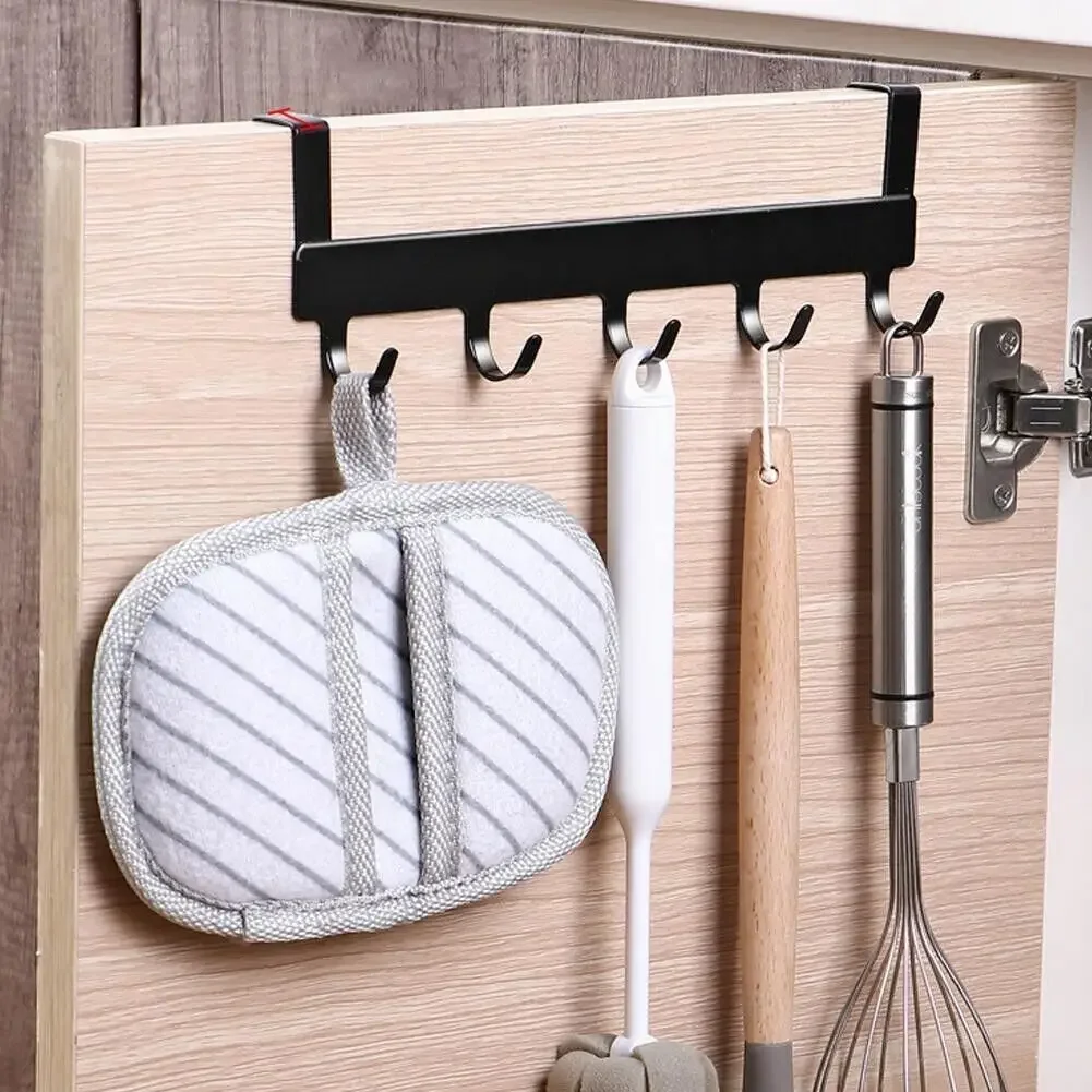 Wrought Iron Door Hooks Practical Hat Clothes Wall Hook 5 Hooks Coat Towel Hanger Rack for Door Back Kitchen Bathroom Organizer storage hook door hook