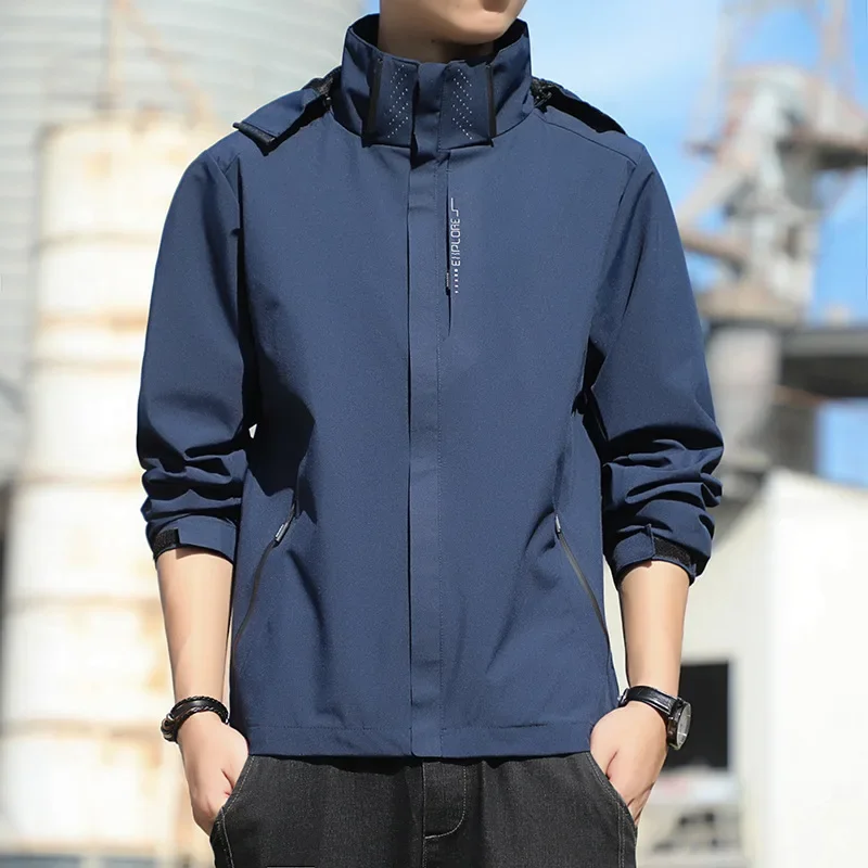 Unisex Outdoor Climbing Jacket Spring Autumn Sport Coat Couple Mountain Clothes Windproof Waterproof Detachable Hood Outerwear