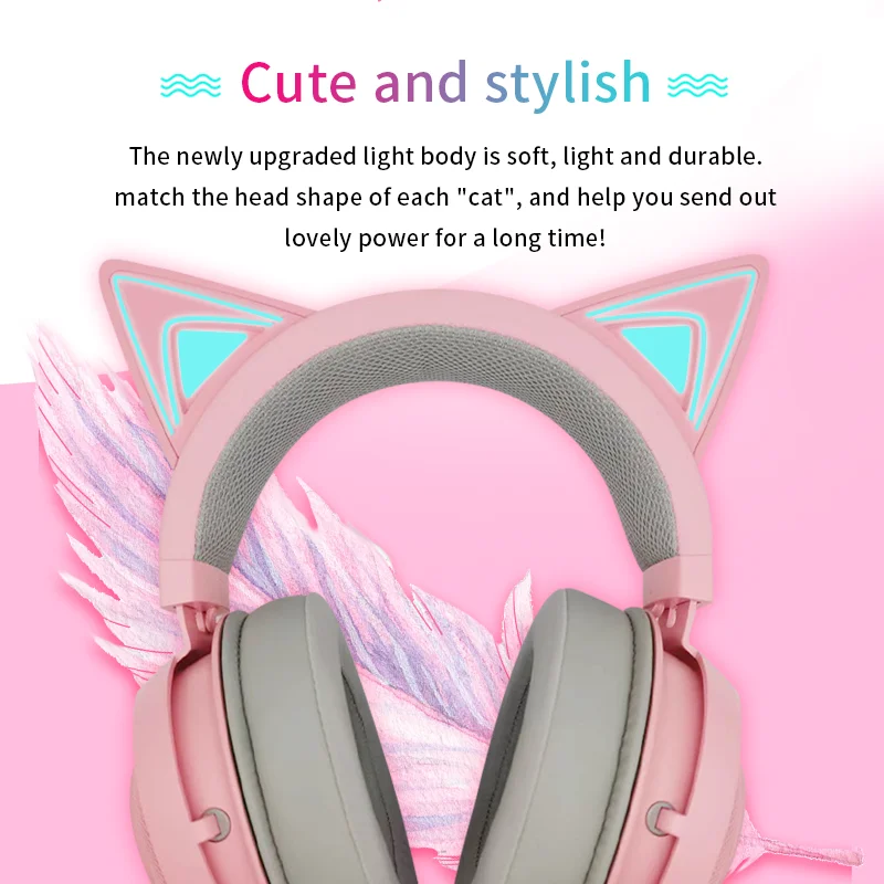 Razer Kraken Kitty Gaming Headset RGB THX 7.1 Surround Sound USB Interface Active Noise Reduction Microphone For Pc Laptop