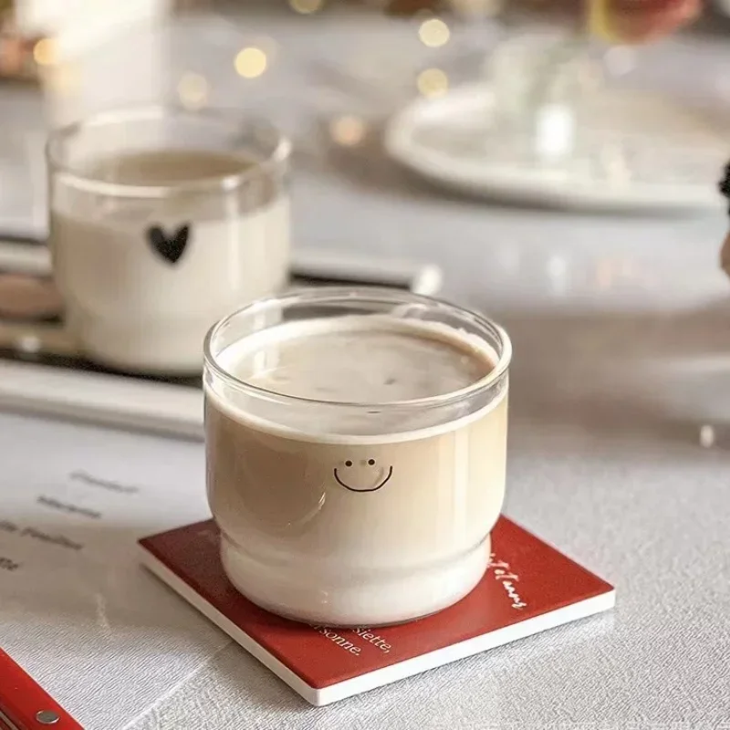 Glass Heart Shaped Coffee Mug Transparent 300ml