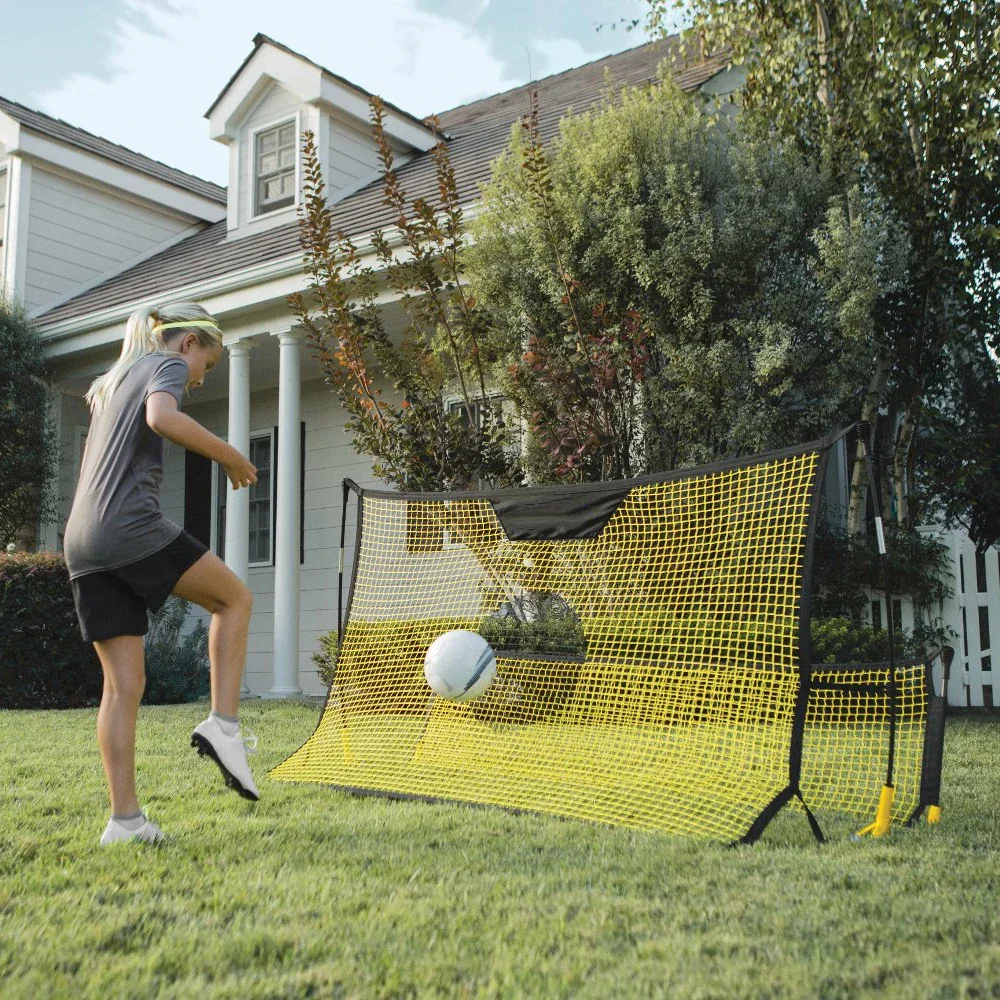 Soccer Training Aid Set Football kick ball Equipment Portable Football Training Double Rebounder Mesh Net Disassembl