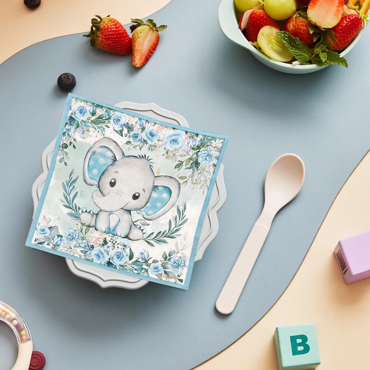 Paper Napkins 20pcs Cute Elephant Cartoon Printed for Wedding Party