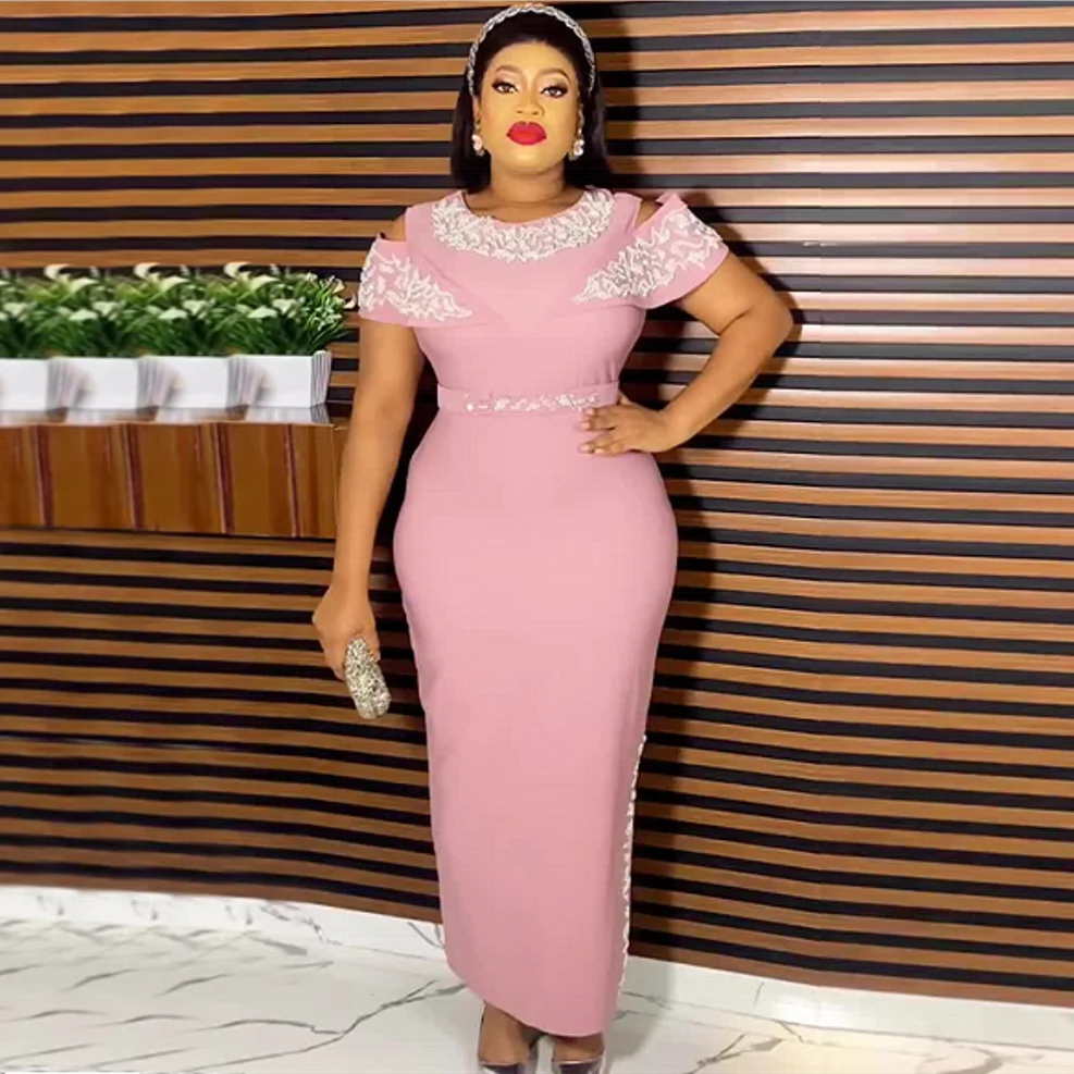 

African Dresses For Women 2023 Summer Autumn Africa Clothing Short Sleeve Dress Sexy O-Neck Slim Dress Office Lady Party