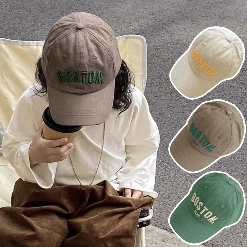 Berretto da baseball con ricamo lettere coreane per bambini Ragazzi Ragazze Cappellini snapback per bambini Hip Hop regolabili estivi_voghion.com