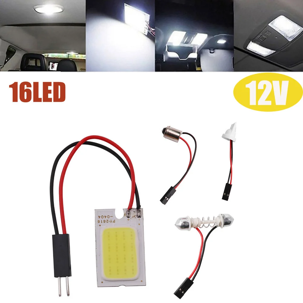 

1Set Cabin Light 12V DC 6000k COB LED Panel Light 16/24/36/48 Piece T10 C5w Ba9s Socket Reading Lights Dome License Plate